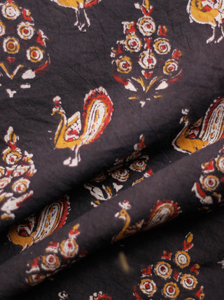 Black Ivory Rust Maroon Hand Block Printed Cotton Fabric Per Meter - F001F1810