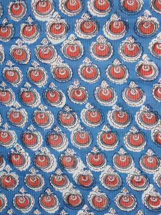 Indigo Rust Hand Block Printed Cotton Long Kurta With Pockets - K158F1838