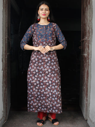 Indigo Black Maroon Ajrakh Hand Block Printed Kurta - K161F1577