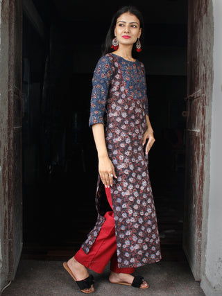 Indigo Black Maroon Ajrakh Hand Block Printed Kurta - K161F1577