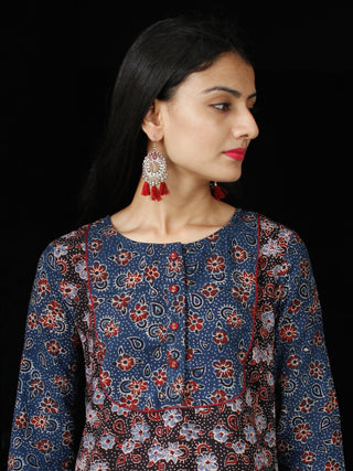 Indigo Black Maroon Ajrakh Hand Block Printed Kurta - K161F1577