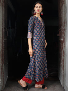Indigo Maroon Beige Ajrakh Hand Block Printed Kurta - K162F1760