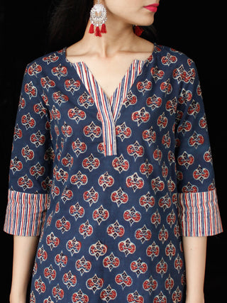 Indigo Maroon Beige Ajrakh Hand Block Printed Kurta - K162F1760