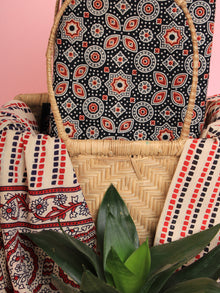 Beige Black Maroon Ajrakh Hand Block Printed Suit Set (Set of 3) - SU01HB465