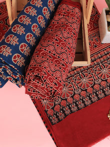 Maroon Indigo Ivory Hand Block Printed Suit Set (Set of 3) - SU01HB471