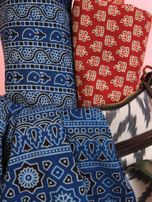 Indigo Maroon Ivory Hand Block Printed Suit Set (Set of 3) - SU01HB472