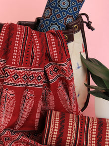 Indigo Maroon Ivory Hand Block Printed Suit Set (Set of 3) - SU01HB473