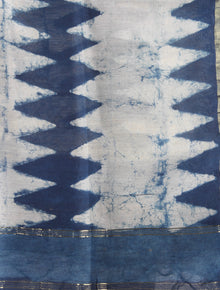 Indigo Chanderi Hand Block Printed Dupatta- D0417027