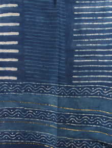 Indigo Chanderi Hand Block Printed Dupatta- D0417029