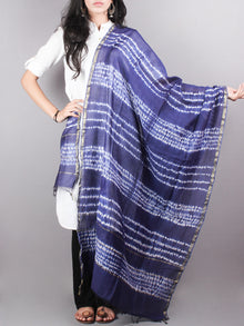 Indigo Shibori Hand Dyed in Natural Vegetable Colors Chanderi Dupatta - D0417058