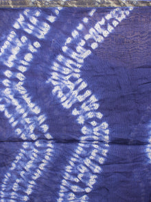 Indigo Shibori Hand Dyed in Natural Vegetable Colors Chanderi Dupatta - D0417060