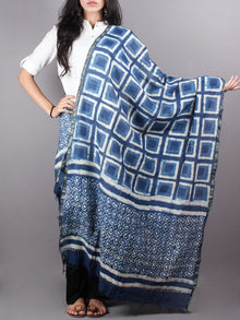 Indigo Chanderi Hand Block Dabu Printed Dupatta - D0417053