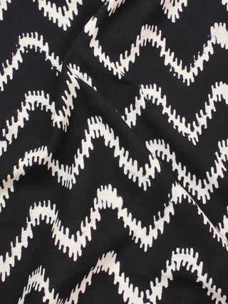 Black and White Natural Dyed Hand Block Printed Cotton Fabric Per Meter - F0916201