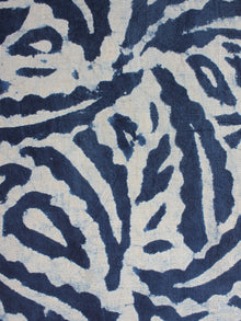 Indigo and White Color Natural Dyed Hand Block Printed Cotton Fabric Per Meter - F0916204