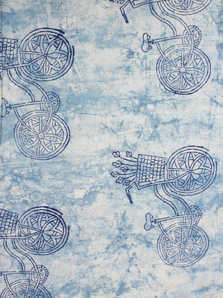 Ivory Indigo Color Natural Dyed Hand Block Printed Cotton Fabric Per Meter - F0916205