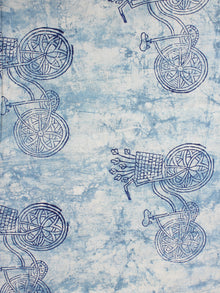 Ivory Indigo Color Natural Dyed Hand Block Printed Cotton Fabric Per Meter - F0916205