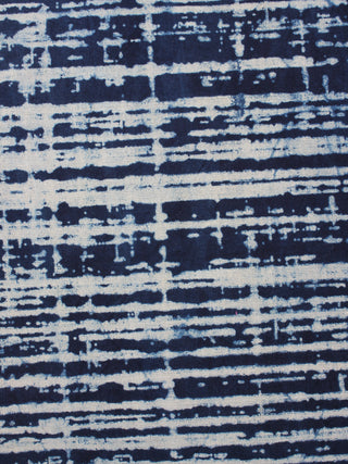 Indigo White Natural Dyed Hand Block Printed Cotton Fabric Per Meter - F0916206