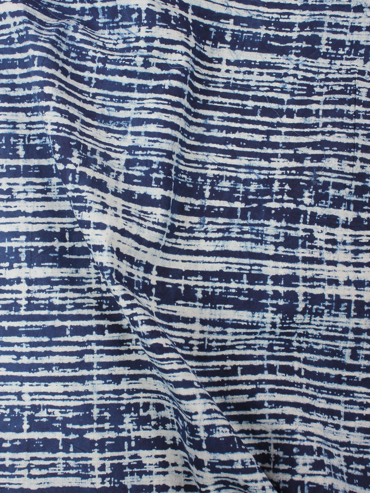 Indigo White Natural Dyed Hand Block Printed Cotton Fabric Per Meter - F0916206