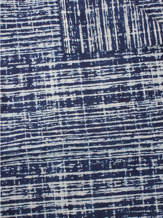 Indigo White Natural Dyed Hand Block Printed Cotton Fabric Per Meter - F0916206