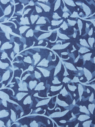 Indigo with Light Blue Color Natural Dyed Hand Block Printed Cotton Fabric Per Meter - F0916207