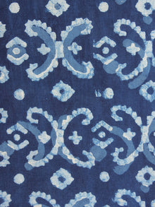 Indigo White Blue Color Natural Dyed Hand Block Printed Cotton Fabric Per Meter - F0916209