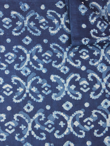 Indigo White Blue Color Natural Dyed Hand Block Printed Cotton Fabric Per Meter - F0916209