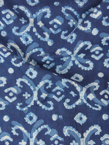Indigo White Blue Color Natural Dyed Hand Block Printed Cotton Fabric Per Meter - F0916209