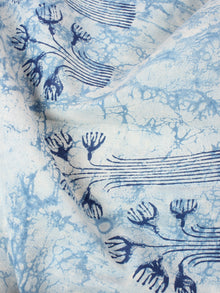 Ivory Indigo Color Natural Dyed Hand Block Printed Cotton Fabric Per Meter - F0916210