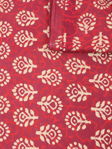 Red Beige Color Natural Dyed Hand Block Printed Cotton Fabric Per Meter - F0916211