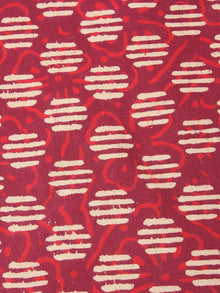 Red With Beige Color Natural Dyed Hand Block Printed Cotton Fabric Per Meter - F0916212