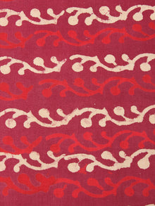 Red Beige Natural Dyed Hand Block Printed Cotton Fabric Per Meter - F0916213