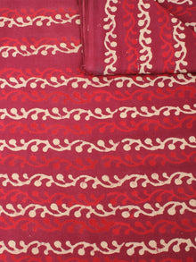 Red Beige Natural Dyed Hand Block Printed Cotton Fabric Per Meter - F0916213