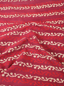 Red Beige Natural Dyed Hand Block Printed Cotton Fabric Per Meter - F0916213