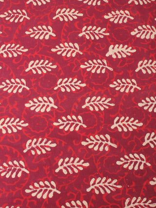 Red Beige Natural Dyed Hand Block Printed Cotton Fabric Per Meter - F0916214