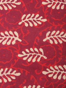 Red Beige Natural Dyed Hand Block Printed Cotton Fabric Per Meter - F0916214