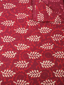 Red Beige Natural Dyed Hand Block Printed Cotton Fabric Per Meter - F0916214