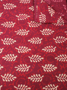Red Beige Natural Dyed Hand Block Printed Cotton Fabric Per Meter - F0916214