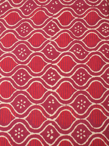 Red Beige Natural Dyed Hand Block Printed Cotton Fabric Per Meter - F0916215