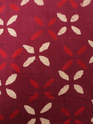 Red Beige Natural Dyed Hand Block Printed Cotton Fabric Per Meter - F0916216
