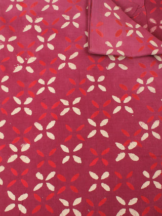 Red Beige Natural Dyed Hand Block Printed Cotton Fabric Per Meter - F0916216