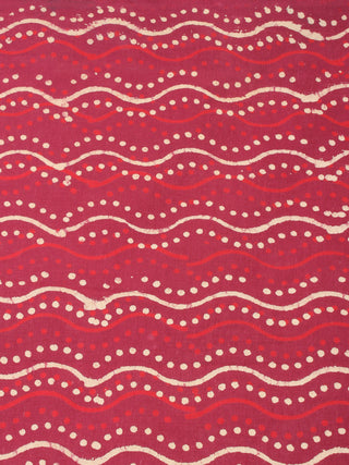 Red with Beige Color Natural Dyed Hand Block Printed Cotton Fabric Per Meter - F0916217