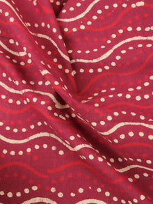 Red with Beige Color Natural Dyed Hand Block Printed Cotton Fabric Per Meter - F0916217