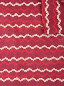 Red Beige Leharia Natural Dyed Hand Block Printed Cotton Fabric Per Meter - F0916218