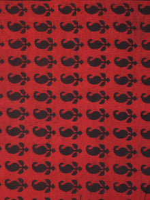 Red with Beige Color Natural Dyed Hand Block Printed Cotton Fabric Per Meter - F0916220