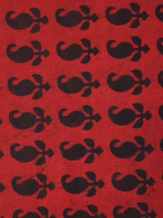 Red with Beige Color Natural Dyed Hand Block Printed Cotton Fabric Per Meter - F0916220