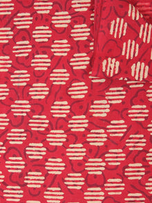 Red Beige Natural Dyed Hand Block Printed Cotton Fabric Per Meter - F0916221