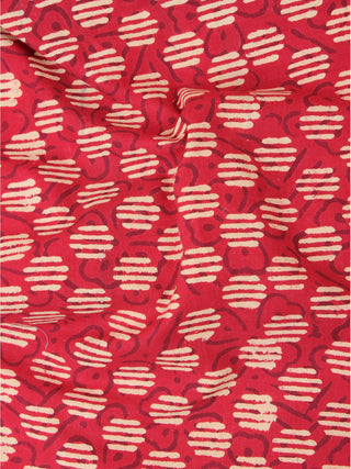 Red Beige Natural Dyed Hand Block Printed Cotton Fabric Per Meter - F0916221