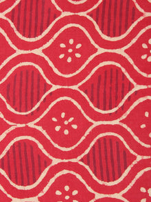 Red With Beige Color Natural Dyed Hand Block Printed Cotton Fabric Per Meter - F0916222