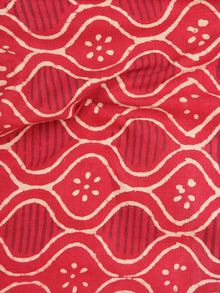 Red With Beige Color Natural Dyed Hand Block Printed Cotton Fabric Per Meter - F0916222