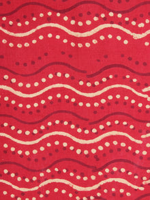 Red Beige Leharia Natural Dyed Hand Block Printed Cotton Fabric Per Meter - F0916223